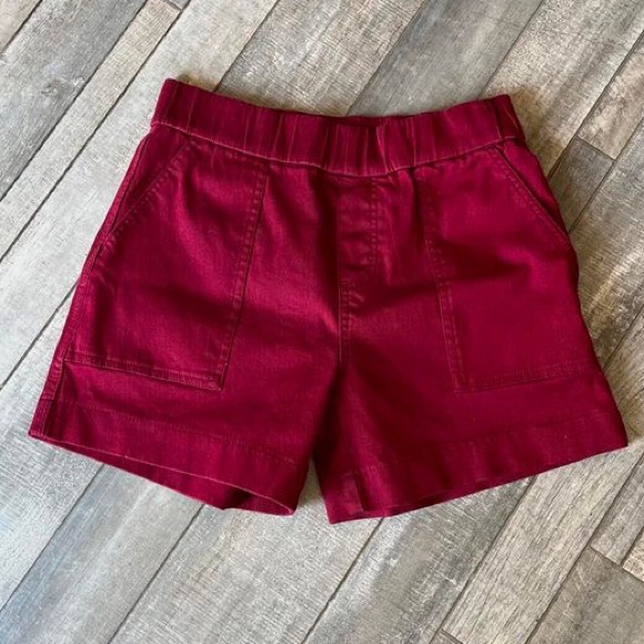 Lee Burgundy Elastic Waist Shorts - Size 8 - Picture 2 of 5